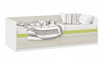 Кровать «Сканди» с 2 ящиками Дуб Гарден/Белый/Зеленый в Мирном - mirnyj.mebel54.com | фото