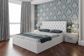 Кровать «Скарлет» с мягким изголовьем (1800) (Белая) в Мирном - mirnyj.mebel54.com | фото