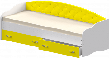 Кровать Софа-7 с мягкой спинкой (800х1900) Белый/Желтый в Мирном - mirnyj.mebel54.com | фото