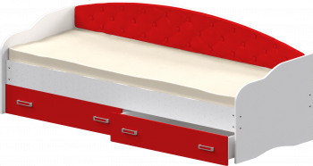 Кровать Софа-7 с мягкой спинкой (800х1900) Белый/Красный в Мирном - mirnyj.mebel54.com | фото