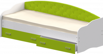 Кровать Софа-7 с мягкой спинкой (800х1900) Белый/Лайм в Мирном - mirnyj.mebel54.com | фото
