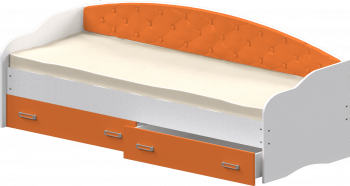 Кровать Софа-7 с мягкой спинкой (800х1900) Белый/Оранжевый в Мирном - mirnyj.mebel54.com | фото