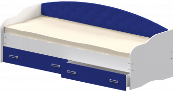 Кровать Софа-7 с мягкой спинкой (800х1900) Белый/Синий в Мирном - mirnyj.mebel54.com | фото