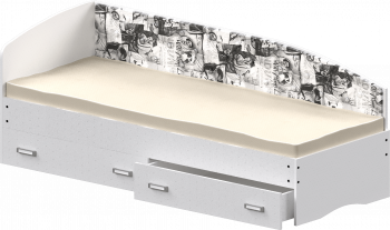Кровать Софа-9 с мягкой спинкой с рисунком Милана (900х1900) Белый в Мирном - mirnyj.mebel54.com | фото