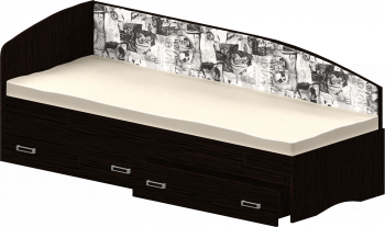 Кровать Софа-9 с мягкой спинкой с рисунком Милана (900х1900) Венге в Мирном - mirnyj.mebel54.com | фото
