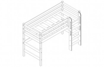 Кровать Соня вариант 5 полувысокая с прямой лестницей белый полупрозрачный в Мирном - mirnyj.mebel54.com | фото