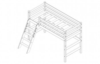 Кровать Соня вариант 6 полувысокая с наклонной лестницей Белый полупрозрачный в Мирном - mirnyj.mebel54.com | фото