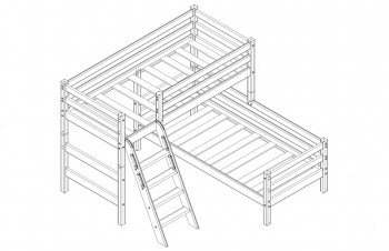Кровать Соня вариант 8 угловая с наклонной лестницей Белый полупрозрачный в Мирном - mirnyj.mebel54.com | фото