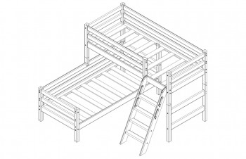 Кровать Соня вариант 8 угловая с наклонной лестницей Лаванда в Мирном - mirnyj.mebel54.com | фото