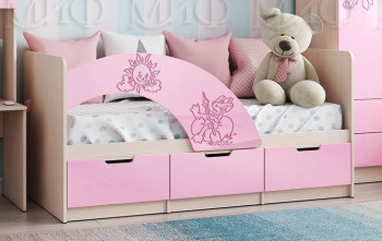 Кровать Юниор-3 ((мульт) розовый металл/дуб беленый) в Мирном - mirnyj.mebel54.com | фото