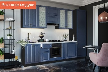 Кухня Ницца высокие модули (Дуб чернильный/корпус венге) в Мирном - mirnyj.mebel54.com | фото