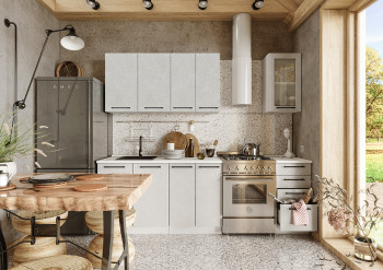 Кухонный гарнитур Нувель 1800мм белый/бетон белый в Мирном - mirnyj.mebel54.com | фото