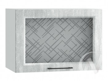 Либерти Шкаф верхний горизонтальный со стеклом ШВГС 609 (Холст грей/корпус белый) в Мирном - mirnyj.mebel54.com | фото