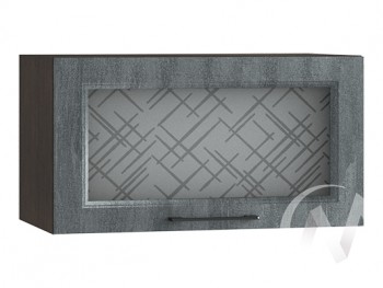 Либерти Шкаф верхний горизонтальный со стеклом ШВГС 609 (Холст грей/корпус венге) в Мирном - mirnyj.mebel54.com | фото