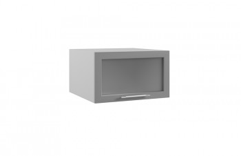 Лофт ГПГС 600 шкаф верхний горизонтальный глубокий со стеклом (Штукатурка белая/корпус Серый) в Мирном - mirnyj.mebel54.com | фото