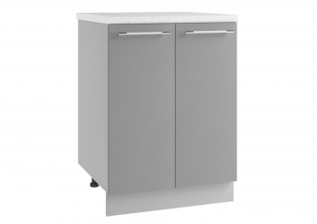 Лофт МС 600 шкаф нижний малой глубины с 2-мя фасадами (Штукатурка белая/корпус Серый) в Мирном - mirnyj.mebel54.com | фото