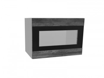 Лофт ПГСФ 500 шкаф верхний горизонтальный со стеклом и фотопечатью (Дуб бурый/корпус Серый) в Мирном - mirnyj.mebel54.com | фото