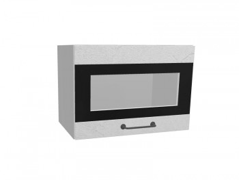 Лофт ПГСФ 500 шкаф верхний горизонтальный со стеклом и фотопечатью (Штукатурка белая/корпус Серый) в Мирном - mirnyj.mebel54.com | фото