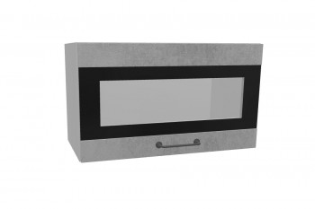 Лофт ПГСФ 600 шкаф верхний горизонтальный со стеклом и фотопечатью (Бетон светлый/корпус Серый) в Мирном - mirnyj.mebel54.com | фото