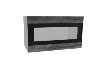Лофт ПГСФ 600 шкаф верхний горизонтальный со стеклом и фотопечатью (Дуб бурый/корпус Серый) в Мирном - mirnyj.mebel54.com | фото