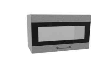 Лофт ПГСФ 600 шкаф верхний горизонтальный со стеклом и фотопечатью (Штукатурка серая/корпус Серый) в Мирном - mirnyj.mebel54.com | фото
