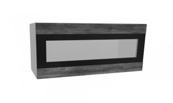 Лофт ПГСФ 800 шкаф верхний горизонтальный со стеклом и фотопечатью (Дуб бурый/корпус Серый) в Мирном - mirnyj.mebel54.com | фото