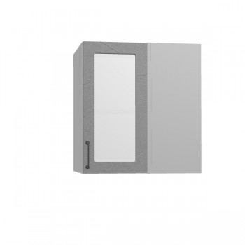 Лофт ПУС 650 шкаф верхний угловой со стеклом (Штукатурка серая/корпус Серый) в Мирном - mirnyj.mebel54.com | фото