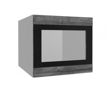 Лофт ВПГСФ 500 шкаф верхний горизонтальный со стеклом высокий с фотопечатью (Дуб бурый/корпус Серый) в Мирном - mirnyj.mebel54.com | фото