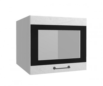 Лофт ВПГСФ 500 шкаф верхний горизонтальный со стеклом высокий с фотопечатью (Штукатурка белая/корпус Серый) в Мирном - mirnyj.mebel54.com | фото