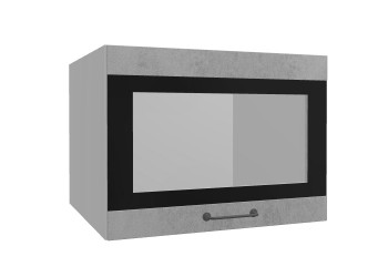 Лофт ВПГСФ 600 шкаф верхний горизонтальный со стеклом высокий с фотопечатью (Бетон светлый/корпус Серый) в Мирном - mirnyj.mebel54.com | фото
