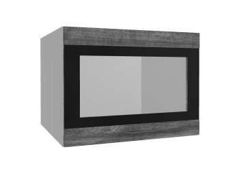 Лофт ВПГСФ 600 шкаф верхний горизонтальный со стеклом высокий с фотопечатью (Дуб бурый/корпус Серый) в Мирном - mirnyj.mebel54.com | фото