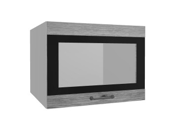 Лофт ВПГСФ 600 шкаф верхний горизонтальный со стеклом высокий с фотопечатью (Дуб майский/корпус Серый) в Мирном - mirnyj.mebel54.com | фото