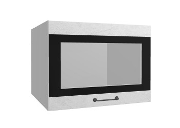 Лофт ВПГСФ 600 шкаф верхний горизонтальный со стеклом высокий с фотопечатью (Штукатурка белая/корпус Серый) в Мирном - mirnyj.mebel54.com | фото