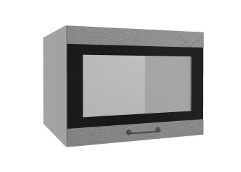 Лофт ВПГСФ 600 шкаф верхний горизонтальный со стеклом высокий с фотопечатью (Штукатурка серая/корпус Серый) в Мирном - mirnyj.mebel54.com | фото
