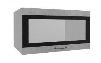 Лофт ВПГСФ 800 шкаф верхний горизонтальный со стеклом высокий с фотопечатью (Бетон светлый/корпус Серый) в Мирном - mirnyj.mebel54.com | фото