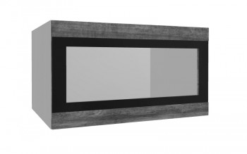 Лофт ВПГСФ 800 шкаф верхний горизонтальный со стеклом высокий с фотопечатью (Дуб бурый/корпус Серый) в Мирном - mirnyj.mebel54.com | фото