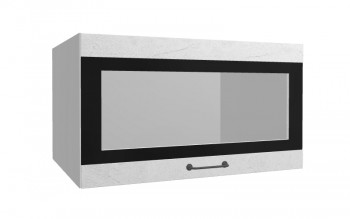 Лофт ВПГСФ 800 шкаф верхний горизонтальный со стеклом высокий с фотопечатью (Штукатурка белая/корпус Серый) в Мирном - mirnyj.mebel54.com | фото
