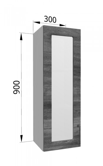 Лофт ВПС 300 шкаф верхний со стеклом высокий (Дуб бурый/корпус Серый) в Мирном - mirnyj.mebel54.com | фото