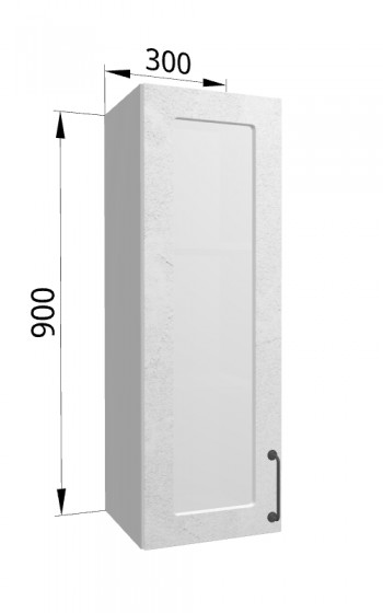 Лофт ВПС 300 шкаф верхний со стеклом высокий (Штукатурка белая/корпус Серый) в Мирном - mirnyj.mebel54.com | фото