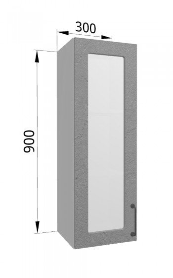 Лофт ВПС 300 шкаф верхний со стеклом высокий (Штукатурка серая/корпус Серый) в Мирном - mirnyj.mebel54.com | фото