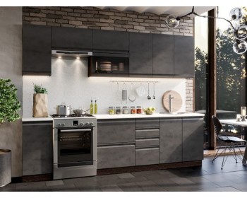 Модульная кухня Бруклин 2,8 м (Бетон черный/Венге) в Мирном - mirnyj.mebel54.com | фото