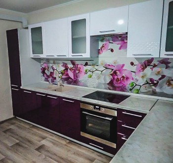 Модульная кухня Капля 2,9 м (Кофе с молоком глянец/Серый) в Мирном - mirnyj.mebel54.com | фото