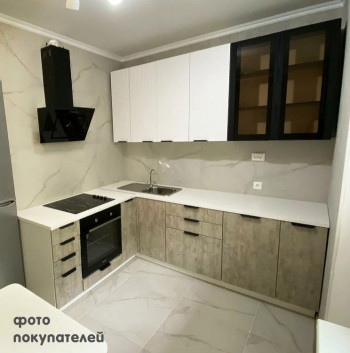 Модульная кухня Норд 1,6 м (Софт даймонд/Камень беж/Белый) в Мирном - mirnyj.mebel54.com | фото