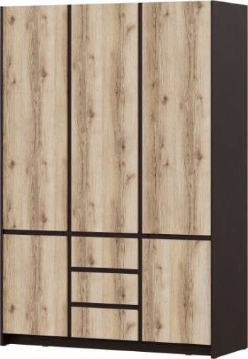 Модульная система "Прага" Шкаф для одежды трехстворчатый Дуб Венге/Дуб Делано в Мирном - mirnyj.mebel54.com | фото