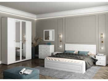 Модульная спальня Барселона (Белый/Белый глянец) в Мирном - mirnyj.mebel54.com | фото