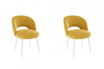 Набор стульев Моли 2 шт (жёлтый велюр/белый) в Мирном - mirnyj.mebel54.com | фото