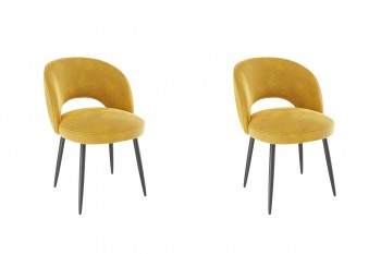 Набор стульев Моли 2 шт (жёлтый велюр/черный) в Мирном - mirnyj.mebel54.com | фото