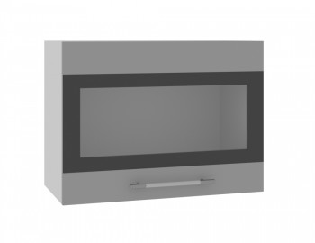 Норд ШВГС 600 Шкаф верхний горизонтальный со стеклом (Софт черный/корпус Белый) в Мирном - mirnyj.mebel54.com | фото