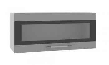 Норд ШВГС 800 Шкаф верхний горизонтальный со стеклом (Софт черный/корпус Белый) в Мирном - mirnyj.mebel54.com | фото