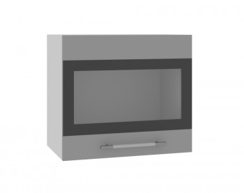 Олива ВПГСФ 500 Шкаф верхний горизонтальный со стеклом с фотопечатью высокий (Ваниль глянец/корпус Серый) в Мирном - mirnyj.mebel54.com | фото
